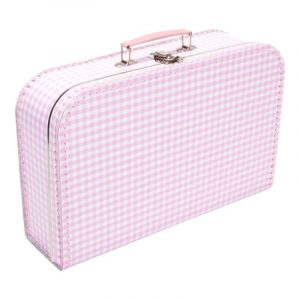 Koffertje roze ruitjes 25 cm