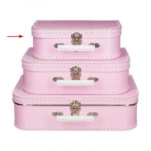 Koffertje roze stippen 25 cm