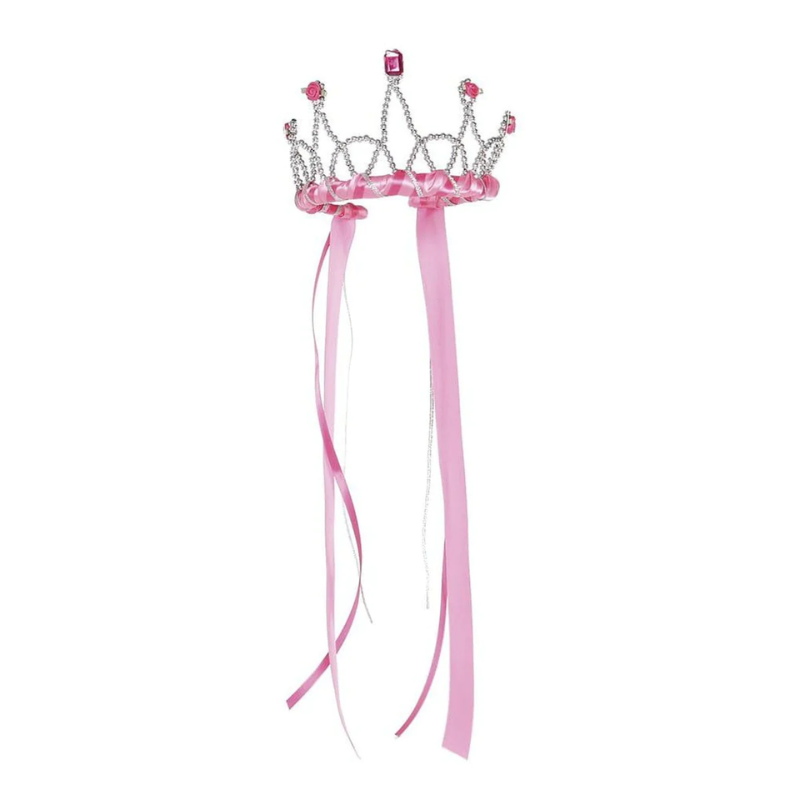 Kroon met linten fuchsia roze