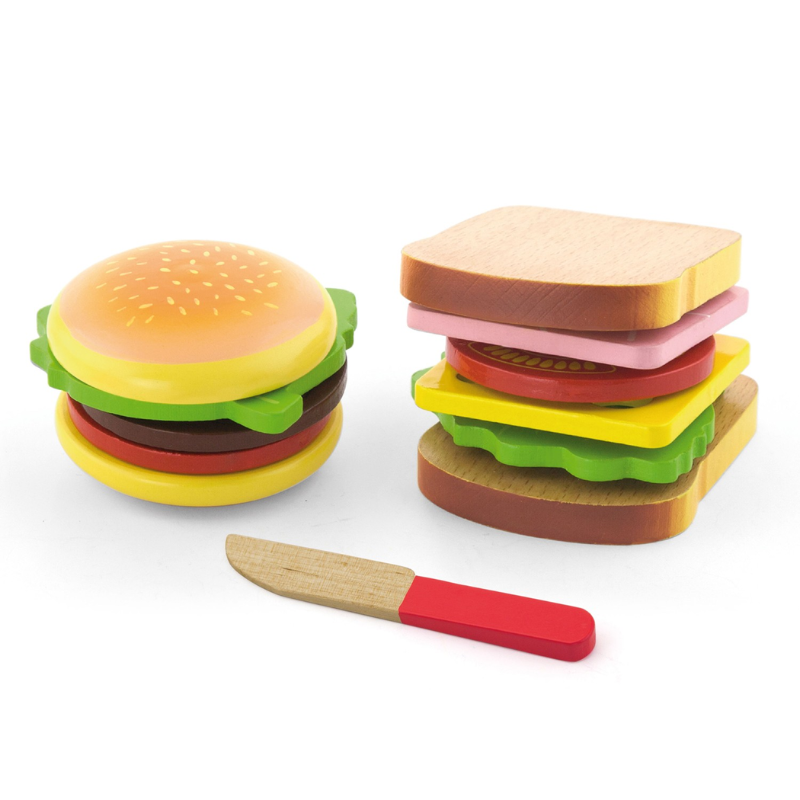 Houten hamburger & sandwich