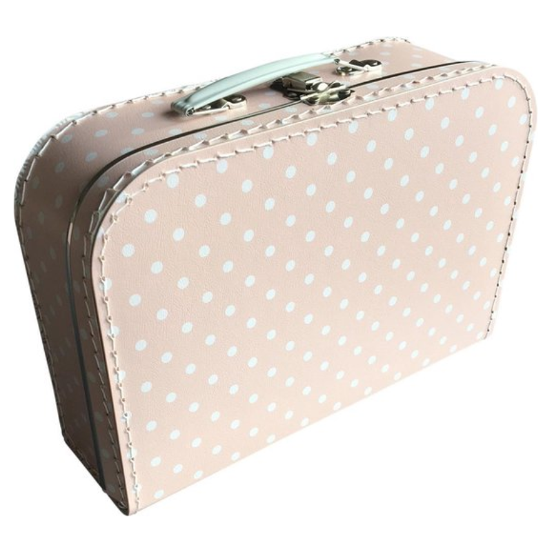 Koffertje roze wit stip 25cm